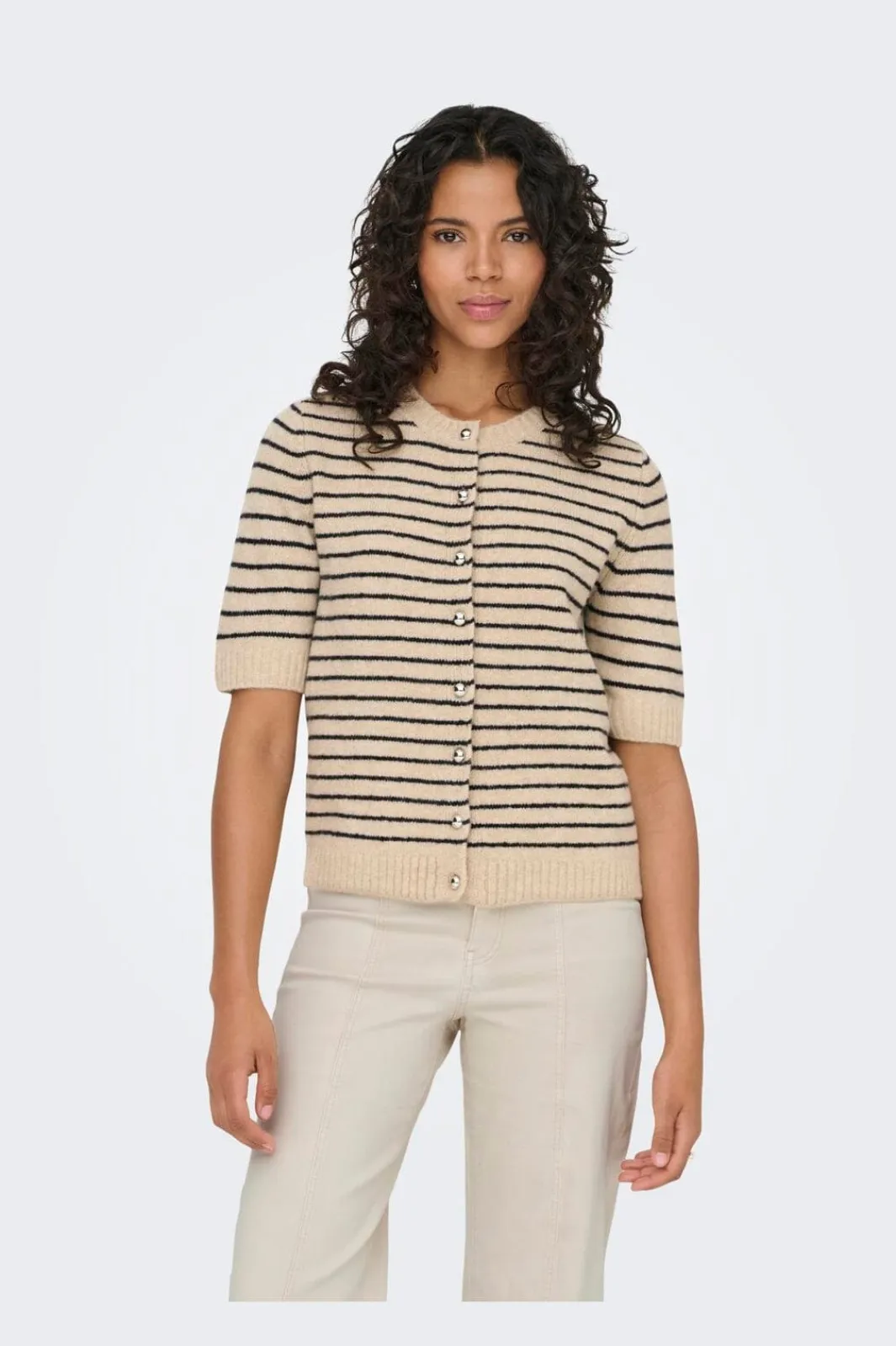 Online Only Onlchester Life Ss Stripe Cardi Cc Knt 4917601 Humus Night Sky/Mel/Silver Button