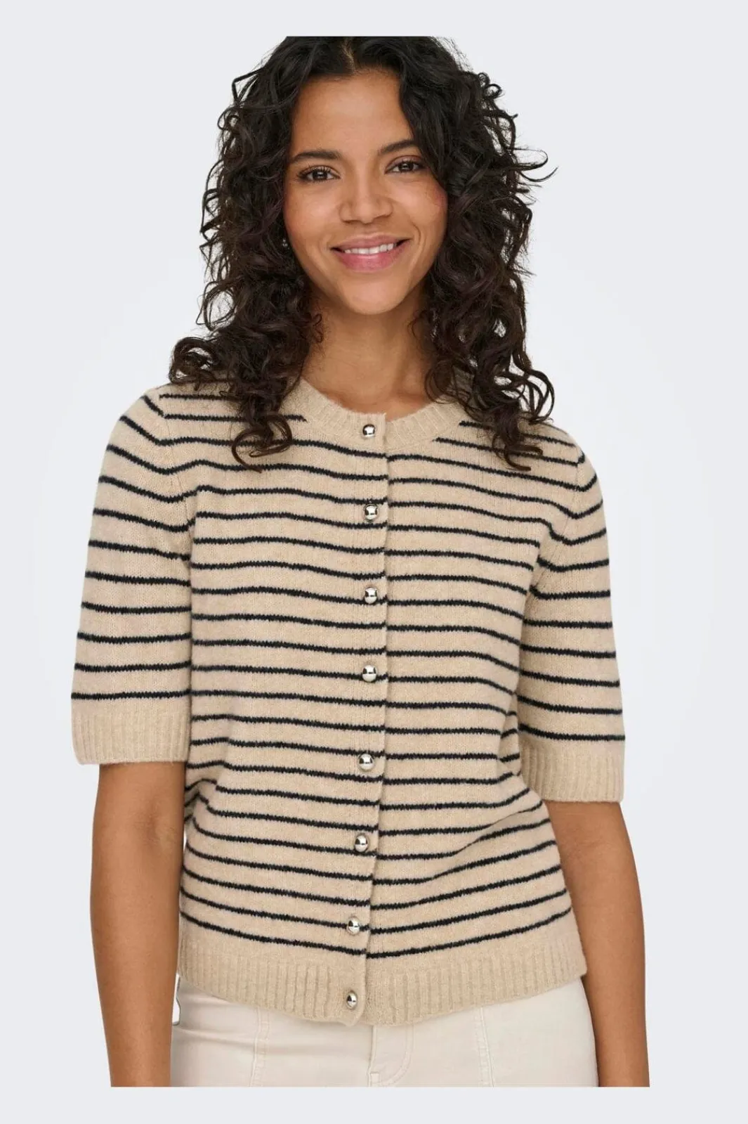 Online Only Onlchester Life Ss Stripe Cardi Cc Knt 4917601 Humus Night Sky/Mel/Silver Button