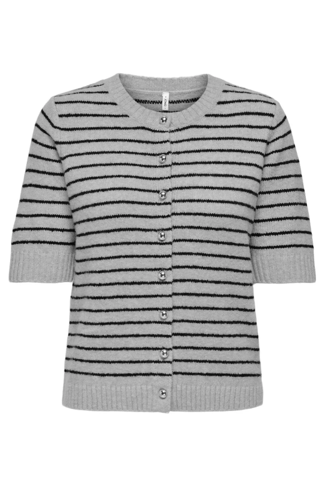 Discount Only Onlchester Life Ss Stripe Cardi Cc Knt 4959813 Light Grey Melange Black/Silver Button
