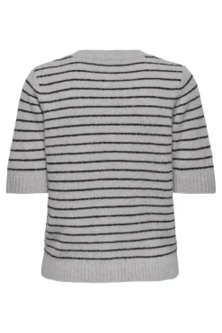 Discount Only Onlchester Life Ss Stripe Cardi Cc Knt 4959813 Light Grey Melange Black/Silver Button