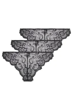 New Only Onlchloe Lace Glitter Brazil 3-Pack Acc 4863182 Black Silver-Lurex