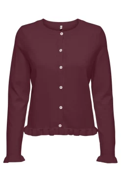 Clearance Only Onlcinderel Ls Frill Cardigan Knt 4980177 Windsor Wine