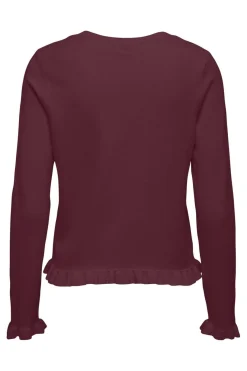 Clearance Only Onlcinderel Ls Frill Cardigan Knt 4980177 Windsor Wine