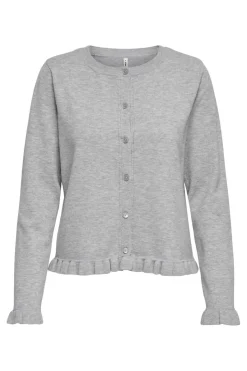 New Only Onlcinderel Ls Frill Cardigan Knt 4979900 Light Grey Melange