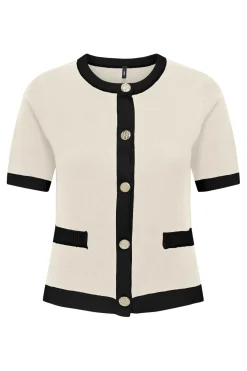 Sale Only Onlcoco Life Ss Button Cardigan Cc Knt 4852782 Birch Black Contrast