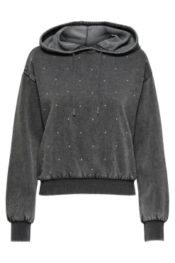 Online Only Onlcoen L/S Rhinestone Hood Swt 4863513 Black Silver Rihnestone