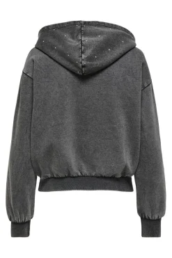 Online Only Onlcoen L/S Rhinestone Hood Swt 4863513 Black Silver Rihnestone