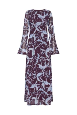 New Only Onlcyril Mesh L/S Ankel Dress 4963719 Port Royale Blue Flowers