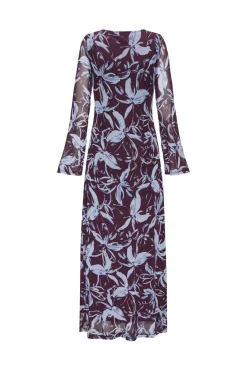 New Only Onlcyril Mesh L/S Ankel Dress 4963719 Port Royale Blue Flowers