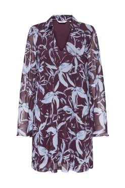 Hot Only Onlcyril Mesh L/S V-Neck Short Dress 4963728 Port Royale Blue Flowers