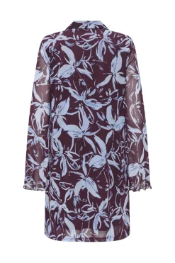 Hot Only Onlcyril Mesh L/S V-Neck Short Dress 4963728 Port Royale Blue Flowers