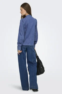 Best Only Onldasha-Sevigny L/S Frill Shirt Akm 4803471 Medium Blue Denim