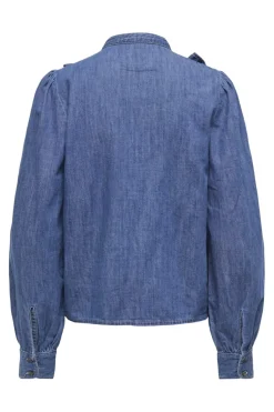 Best Only Onldasha-Sevigny L/S Frill Shirt Akm 4803471 Medium Blue Denim