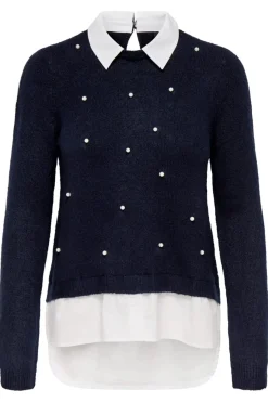 Clearance Only Onldolly Ls Woven Mix Pearl Pull Cc Knt 4854038 Night Sky W. Cloud Dancer Woven Mix