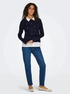 Clearance Only Onldolly Ls Woven Mix Pearl Pull Cc Knt 4854038 Night Sky W. Cloud Dancer Woven Mix