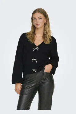 New Only Onldonna Ls Bow V-Neck Knt 4699811 Black