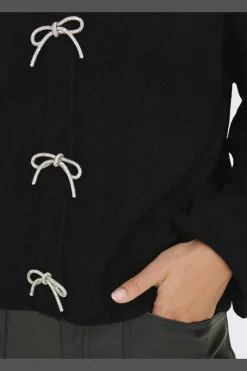 New Only Onldonna Ls Bow V-Neck Knt 4699811 Black