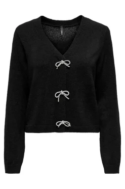 New Only Onldonna Ls V-Neck Pullover Knt 4946417 Black Bling Bows