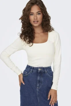 Sale Only Onlea L/S 2-Way Deep Neck Top 4372228 Cloud Dancer