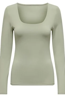 Only Onlea L/S 2-Way Deep Neck Top 4597726 Desert Sage