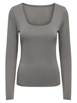 Outlet Only Onlea L/S 2-Way Deep Neck Top 4429515 Thunderstorm