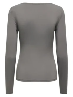 Outlet Only Onlea L/S 2-Way Deep Neck Top 4429515 Thunderstorm