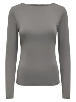 Outlet Only Onlea L/S 2-Way Deep Neck Top 4429515 Thunderstorm
