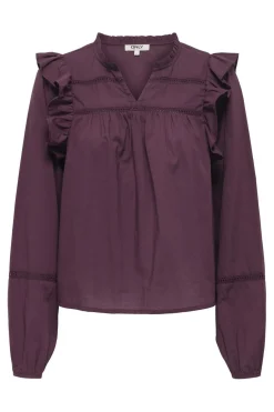 Only Onledda Life Ls Frill V-Neck Top 4828555 Mauve Wine
