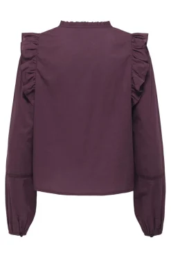 Only Onledda Life Ls Frill V-Neck Top 4828555 Mauve Wine