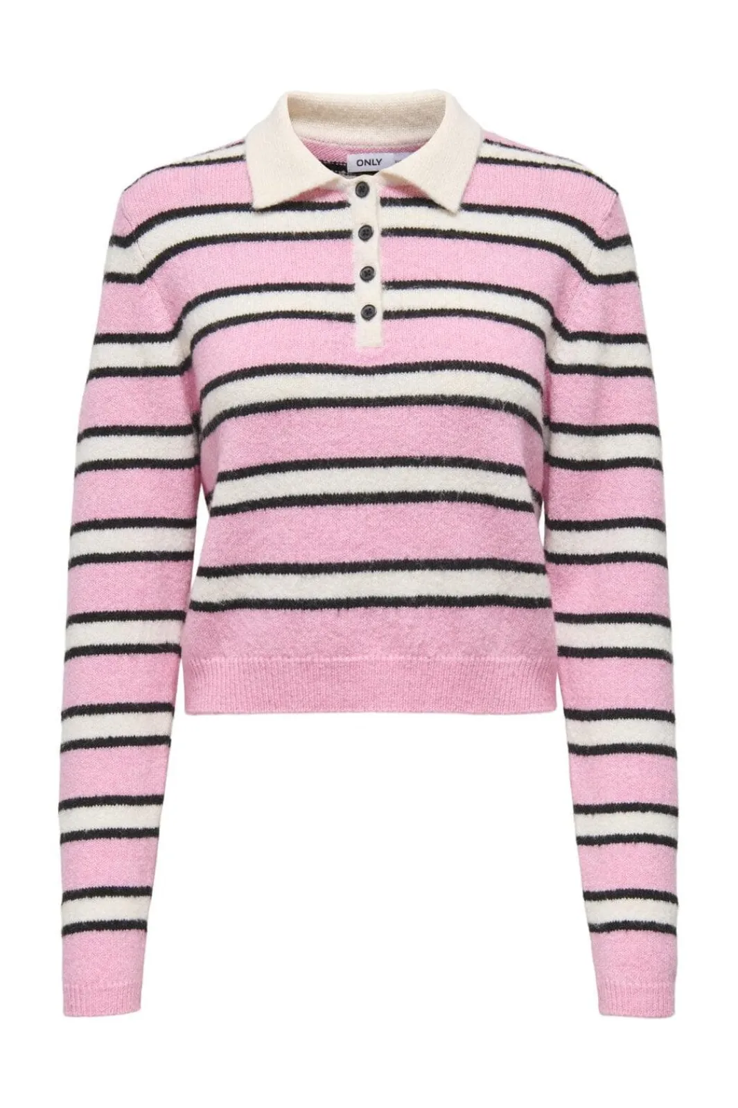 Online Only Onlelie Ls Polo Pullover Knt 4960030 Birch Sea Pink/Black/Blackbuttons