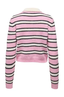 Online Only Onlelie Ls Polo Pullover Knt 4960030 Birch Sea Pink/Black/Blackbuttons