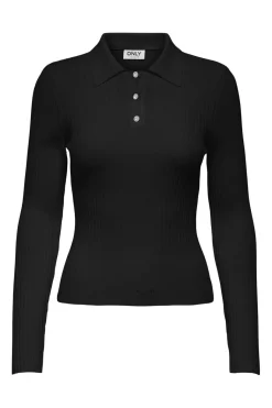 Discount Only Onlelisa L/S Rib Polo Knt 4830989 Black