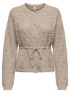 New Only Onlelke Life Ls Cardigan Cc Knt 5049514 Oxford Tan Silver Heart Button