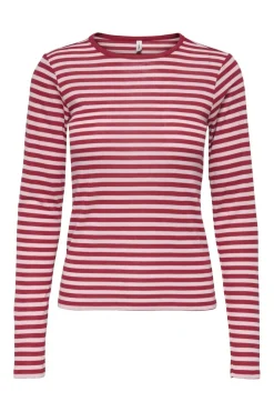 Discount Only Onlelli L/S Rib Top 5024637 Salsa Parfait Pink