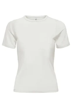 Only Onlelli S/S Rib Top 4941176 Cloud Dancer