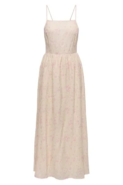 Clearance Only Onleloise Maxi Strap Dress Ox 4973306 Ecru Pale Pink Flowers