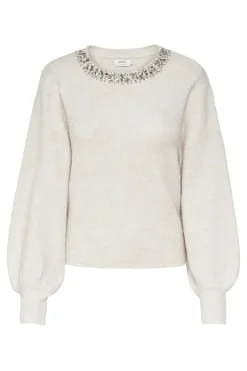 Online Only Onlelsa L/S Pullover Knt 3493207 Pumice Stone W. White Melange