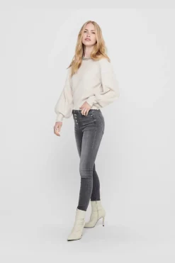 Online Only Onlelsa L/S Pullover Knt 3493207 Pumice Stone W. White Melange