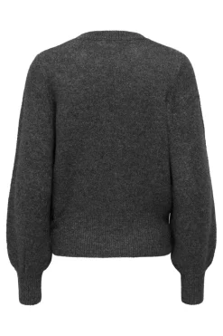 Clearance Only Onlelsa L/S Pullover Knt 4799904 Medium Grey Melange W. Black Pearls