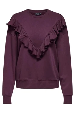 Outlet Only Onlely L/S O-Neck Fringe Swt 4868572 Mauve Wine