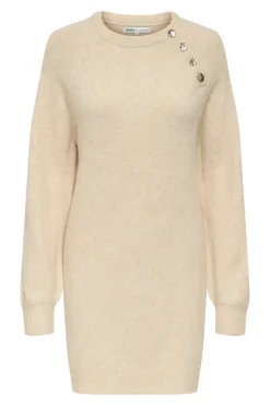 Hot Only Onlemma Life Ls Button Onec Dress Cc Knt 4853470 Pumice Stone Melange/Gold Button