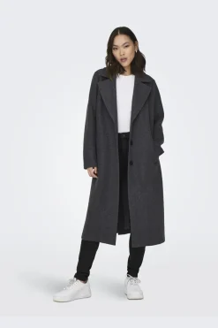 Online Only Onlemma Life Reg. Long Coat 4419727 Dark Grey Melange