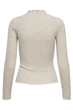 Clearance Only Onlemma L/S High Neck Top 3996013 Pumice Stone Melange