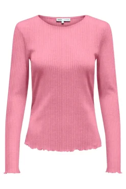 Online Only Onlemma L/S Rib Basic Top 4963371 Wild Rose