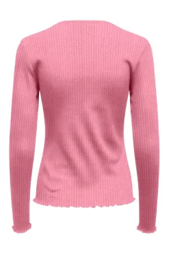 Online Only Onlemma L/S Rib Basic Top 4963371 Wild Rose