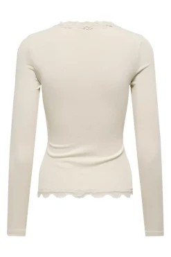 Hot Only Onlenea L/S Lace Mix Placket Top 4868805 Birch Pearl Buttons
