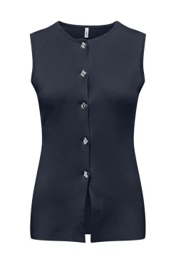 Best Only Onlevelin Life Sl Vest Cc Knt 4981553 Navy Blazer Silver Button