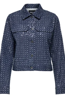 Only Onlevita Shimmer Boucle Jacket 4898973 Dark Blue Denim