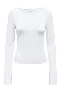 Hot Only Onlfelina L/S Boatneck Slit Top 4671816 White