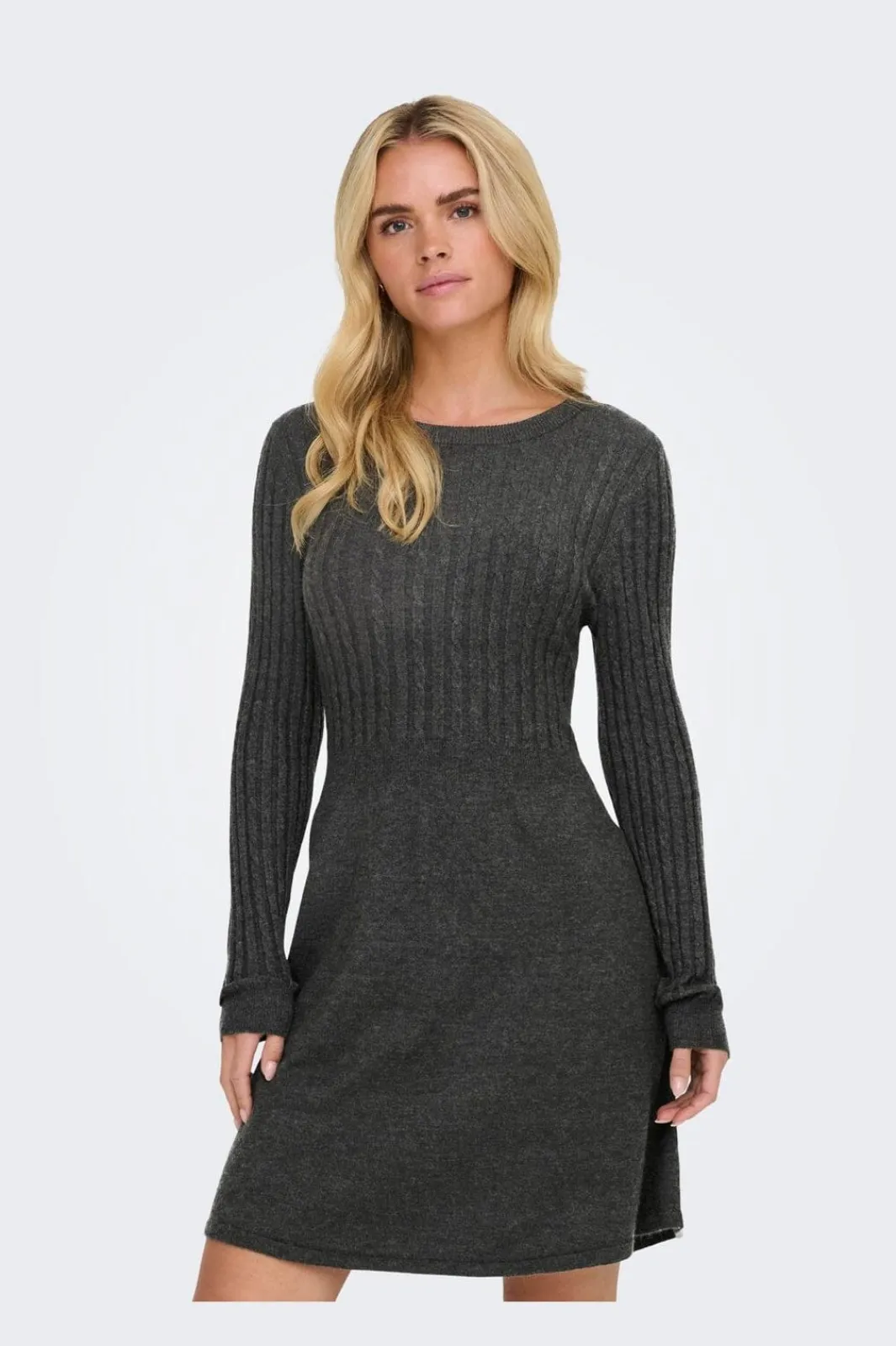 Discount Only Onlfia Ls Cable Dress Knt 4411428 Dark Grey Melange